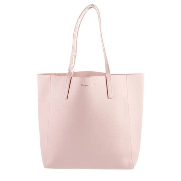 Monique Lhullier Vegan Leather Tote Bag Pink Handbag 14x18 in - Picture 1 of 14